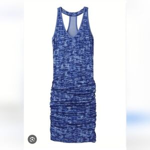 Athleta Women's Racer Back Midi Active wear Dress Size Small Blue Stretch Tank